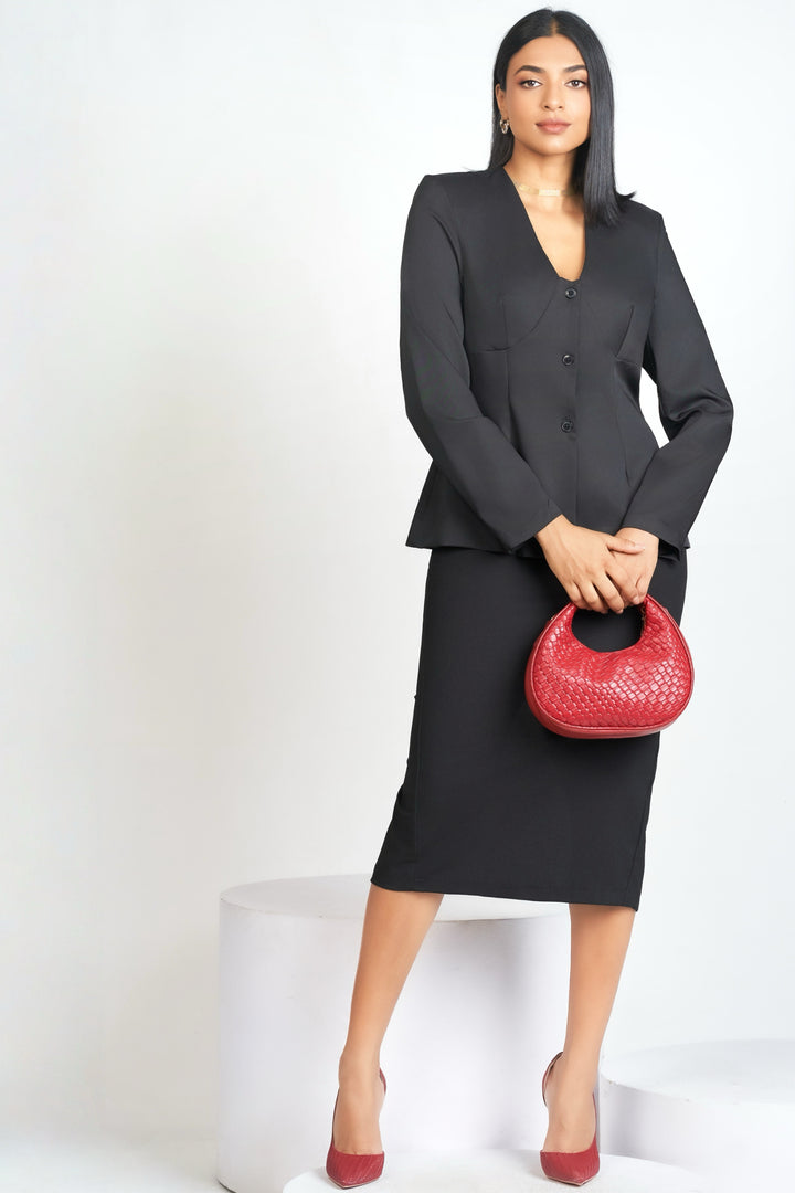 Contoured Black Long Sleeve Top