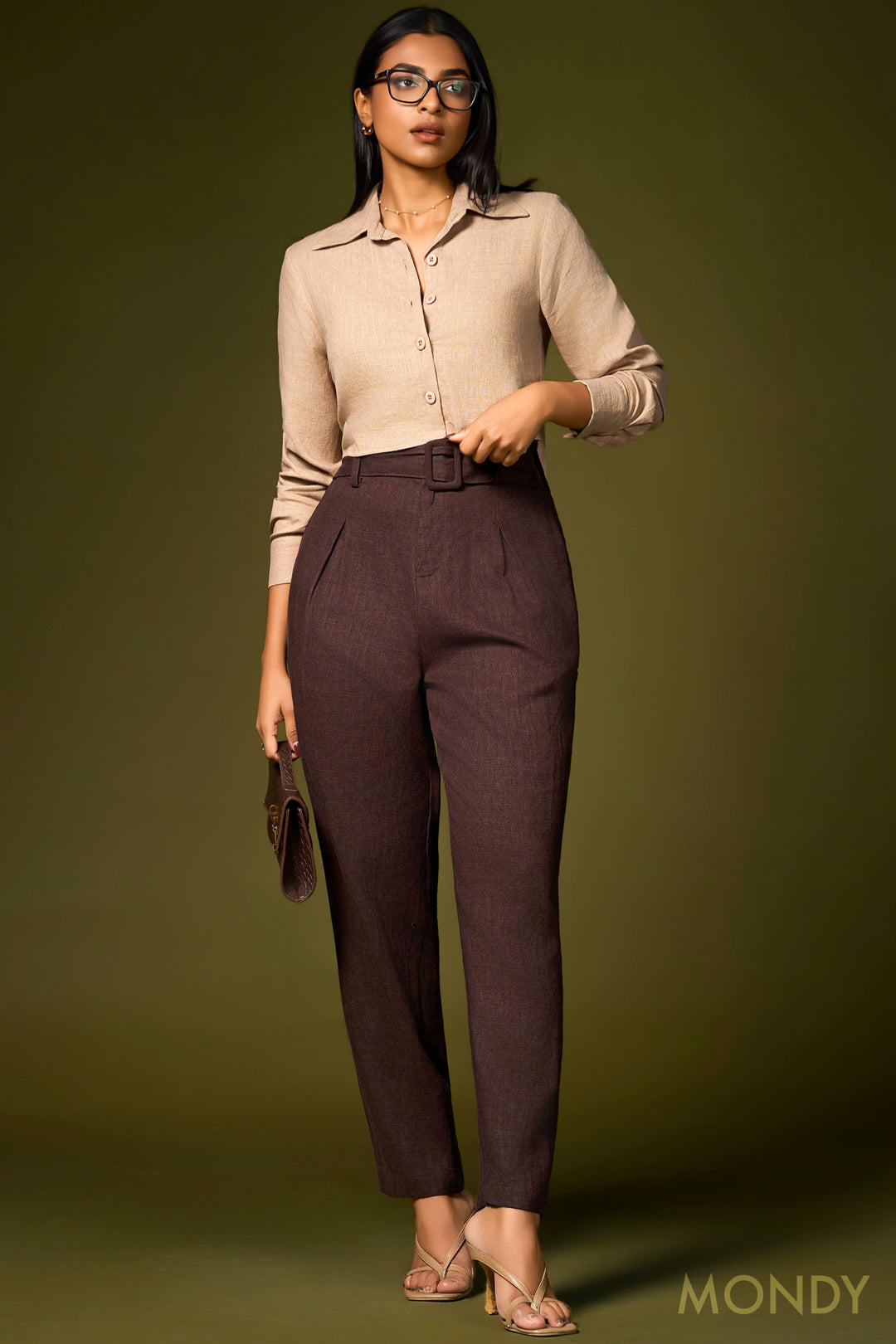 Belted Pleat Detail Pant