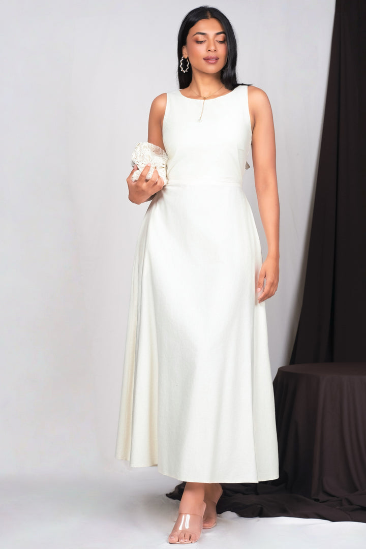 Cream Linen Maxi Dress