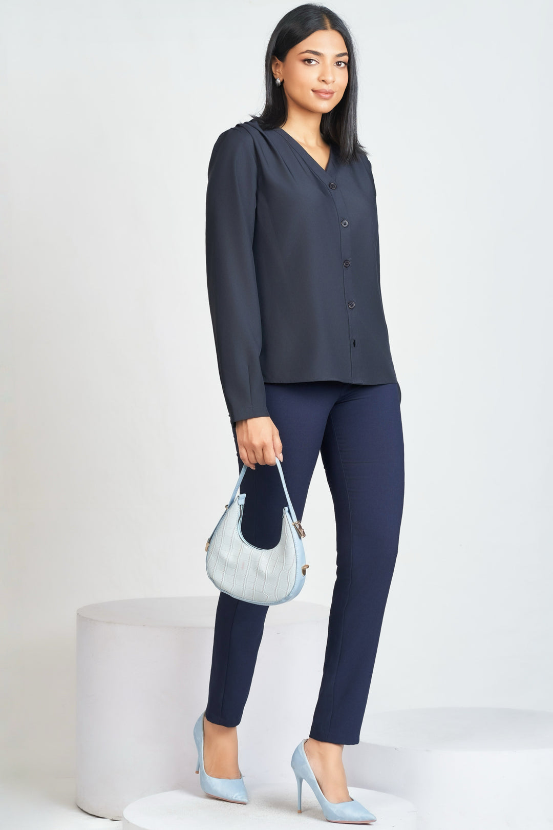 V Neck Button Up Top