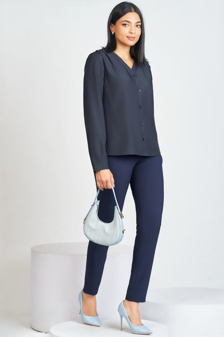 V Neck Button Up Top