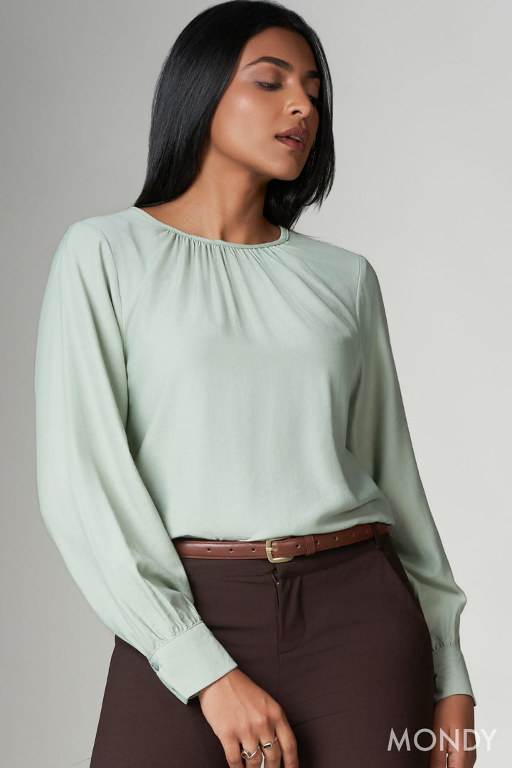 Green Round Neck Top