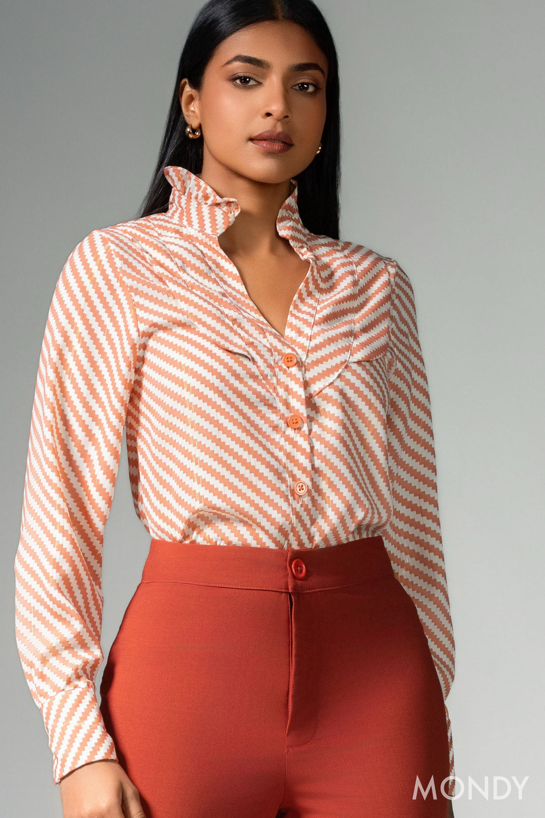 Printed Frill Detailed Top