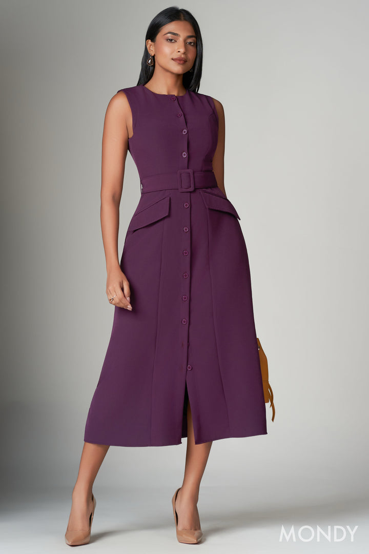 Purple Belted Dress