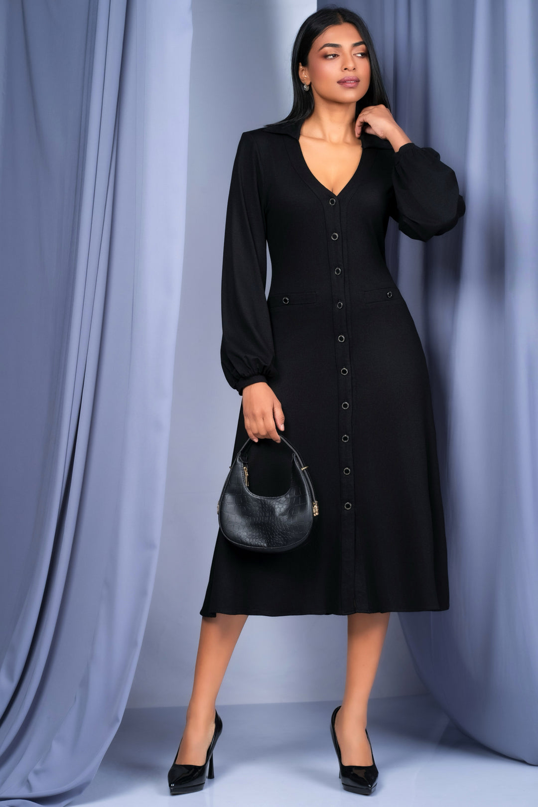 Button Up Jersey Dress