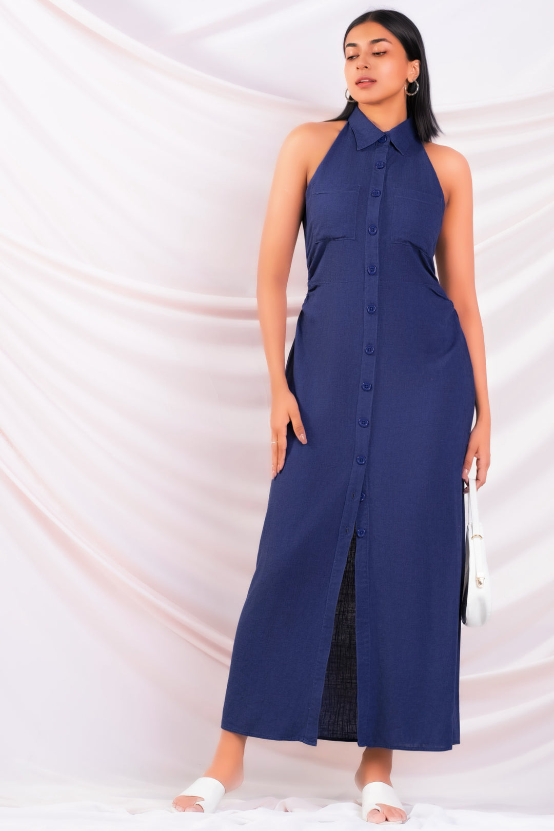 Sleeveless Maxi Shirt Dress