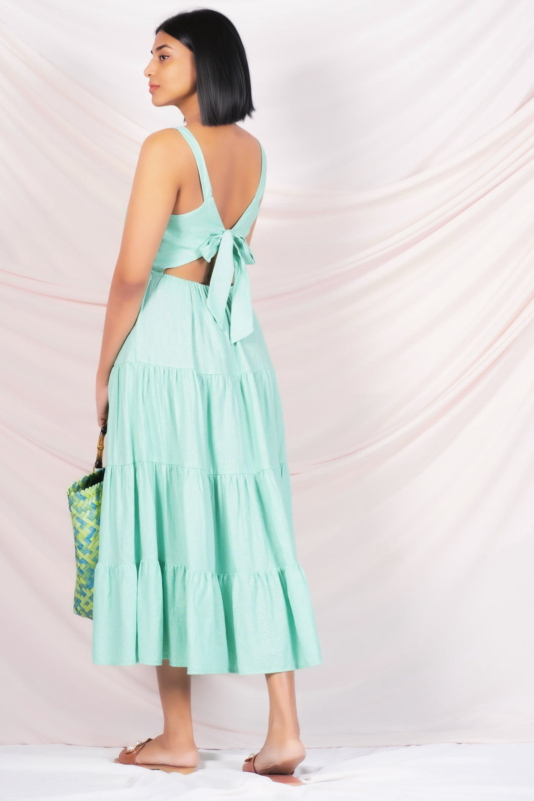 Green Tie Back Sun Dress