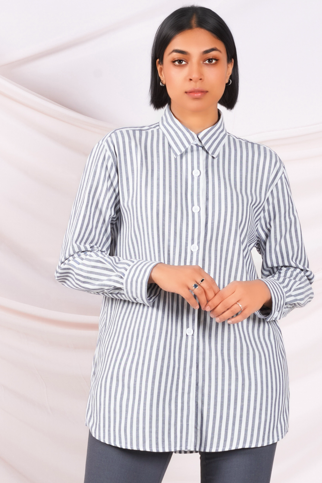 Long Grey Stripe Shirt