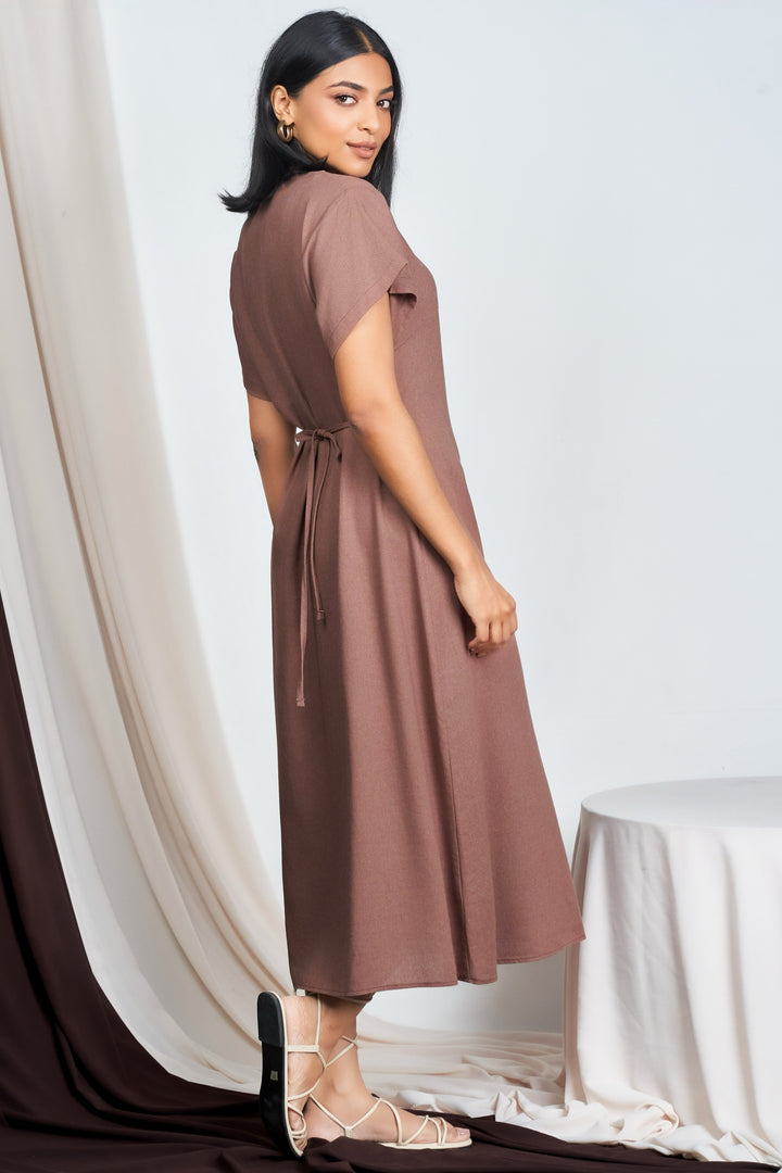 Brown Tie Back Dress
