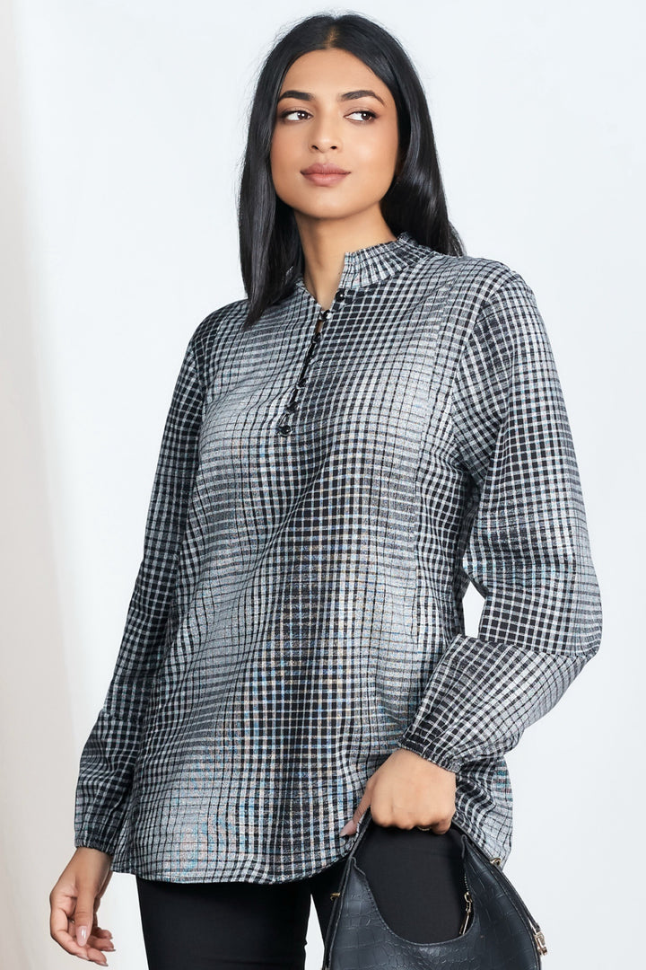 Black & White Printed Tunic Top