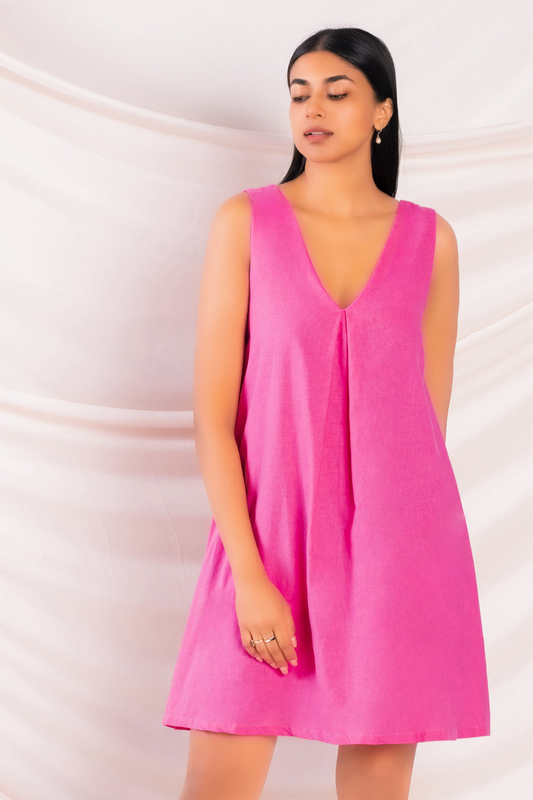 Pink Linen Aline Dress