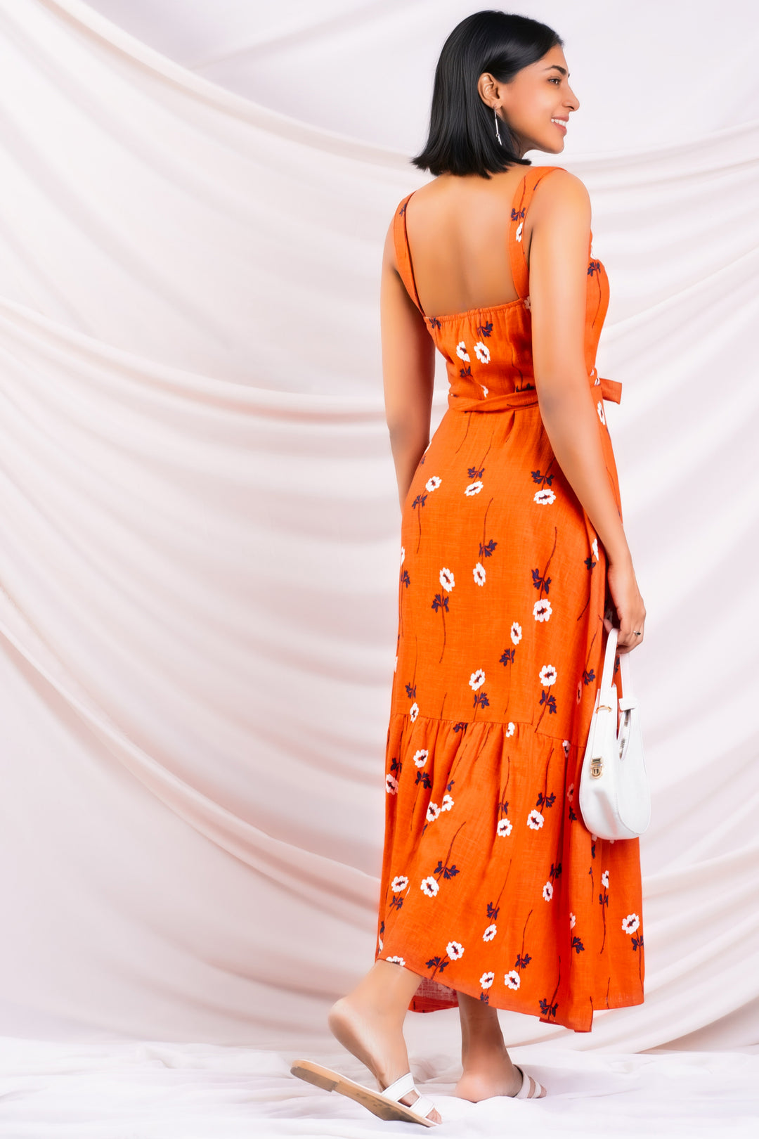 Orange Printed Sun Dress