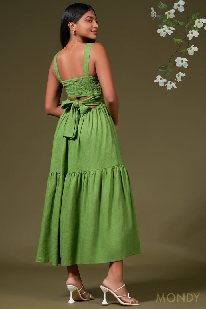 Green Tie Back Maxi Dress