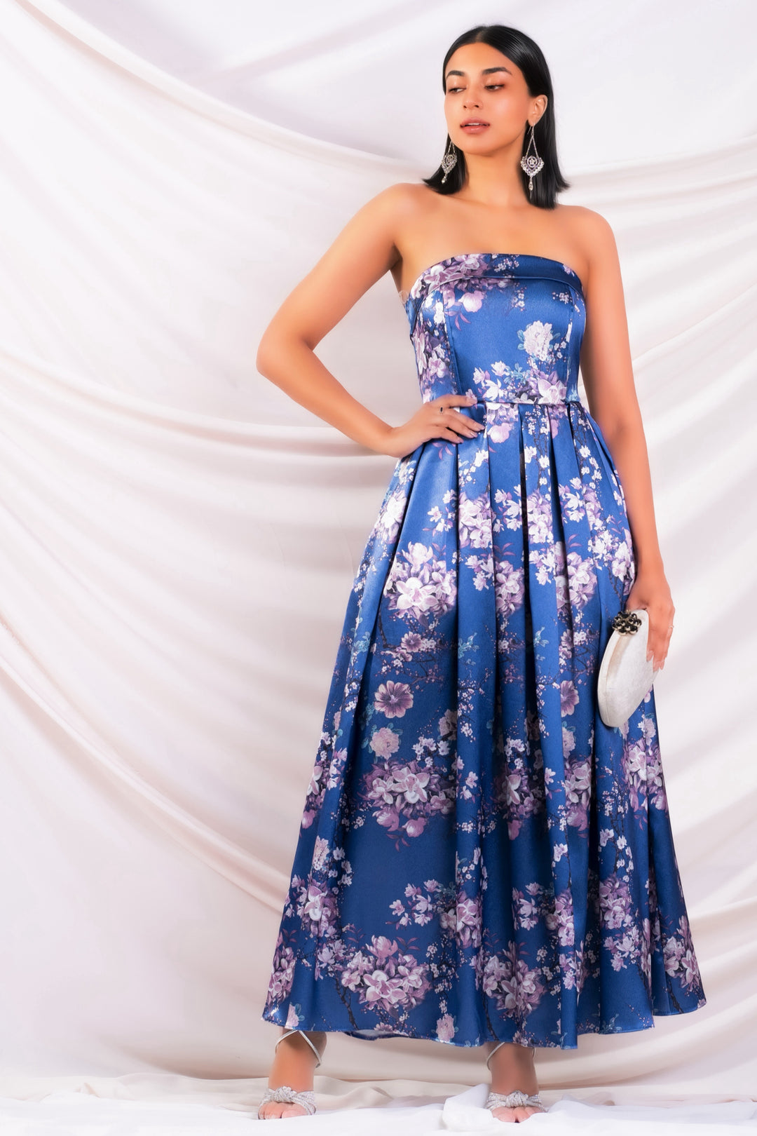 Printed Strapless Maxi Dress