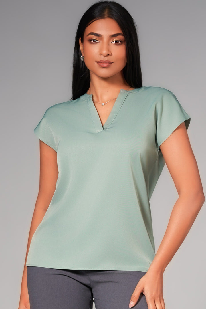 V Neck Cap Sleeve Top