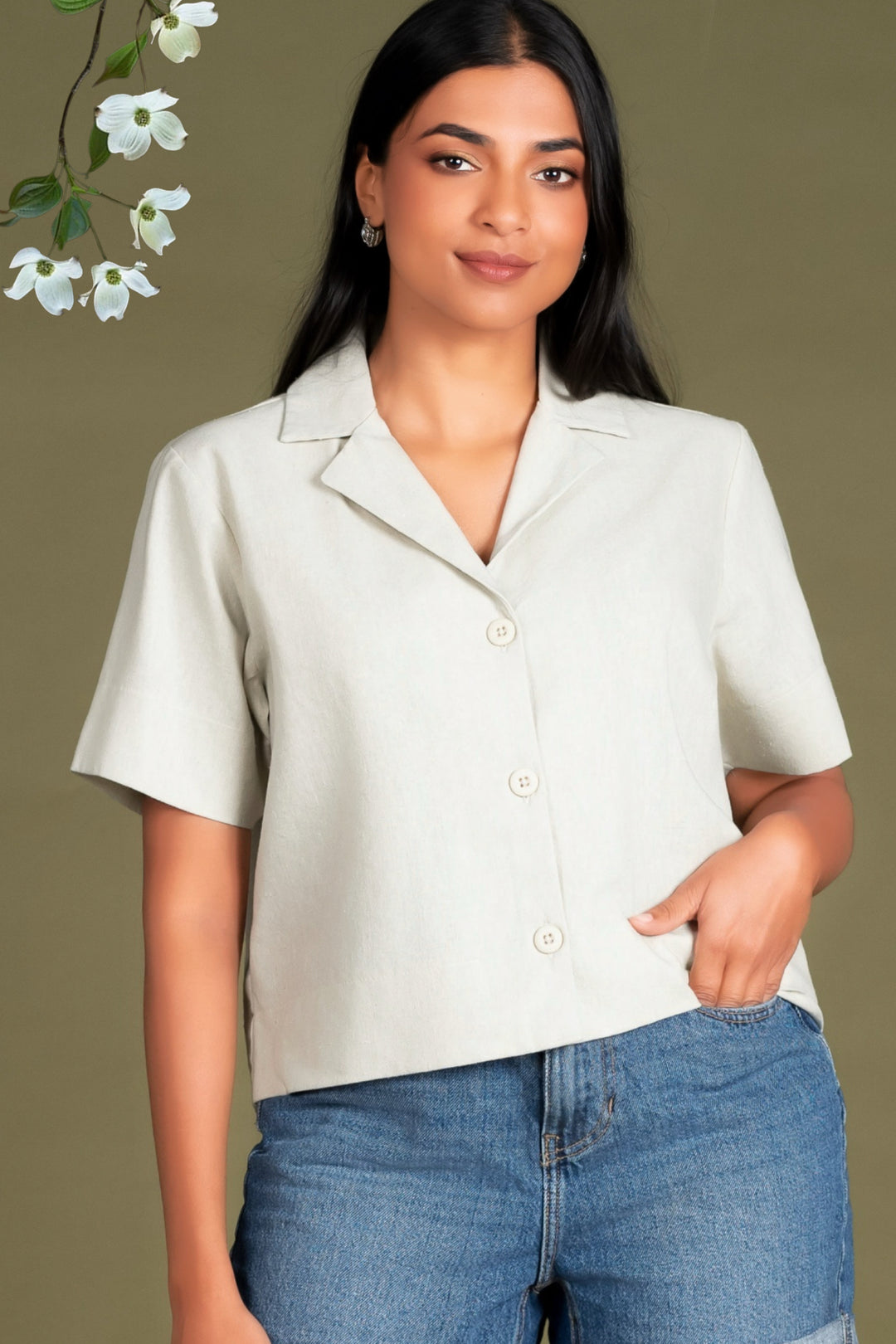 Cropped Linen Shirt