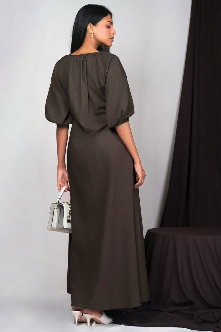 Puff Sleeve Maxi Dress