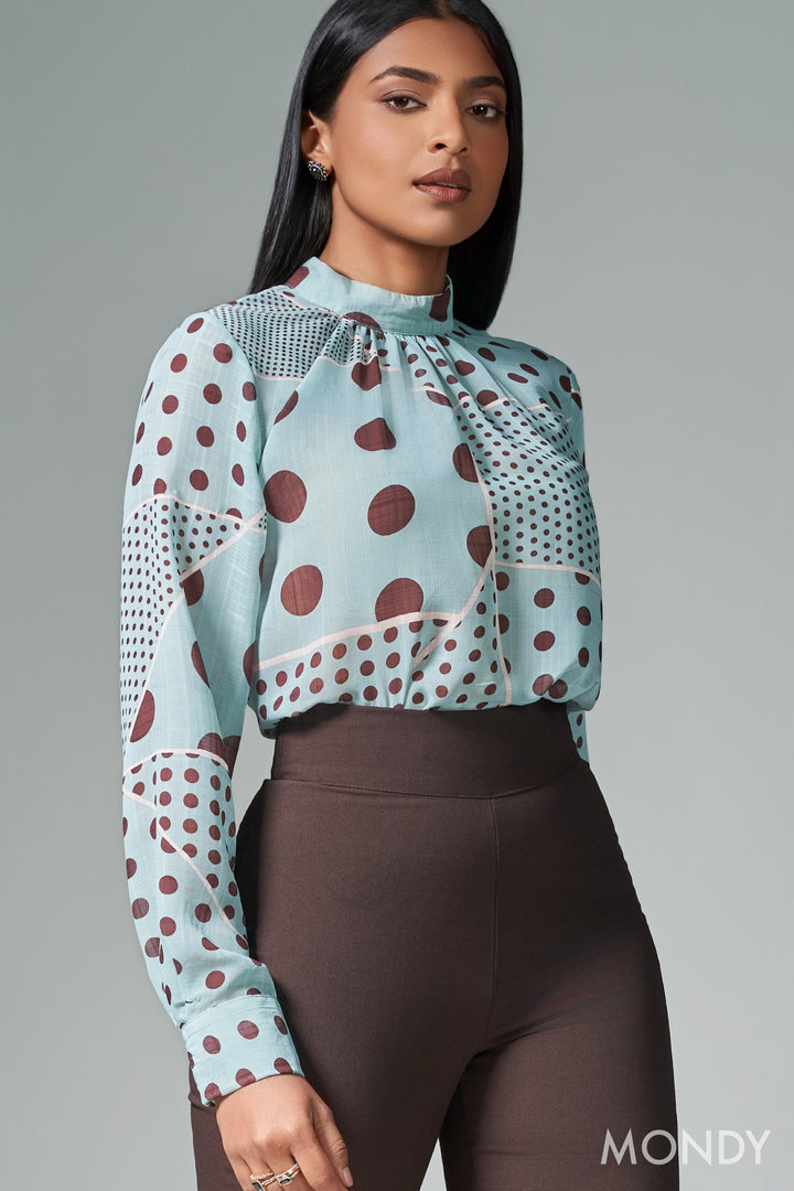 Printed High Neck Top