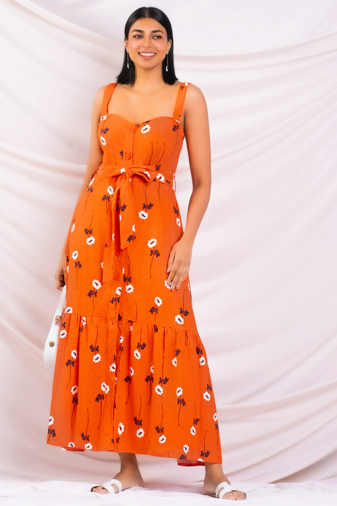 Orange Printed Sun Dress