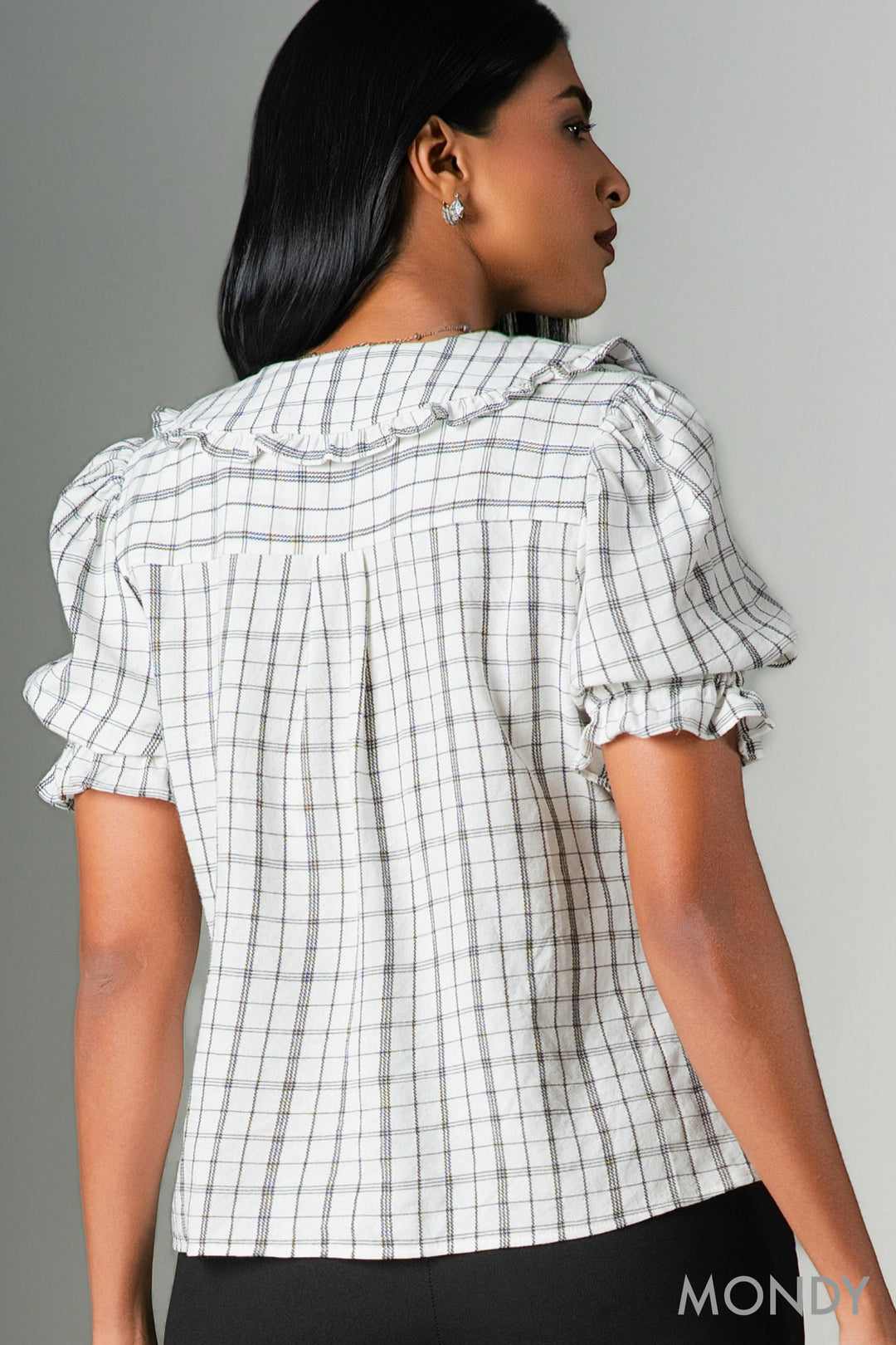 Checkered Peter Pan Collar Top