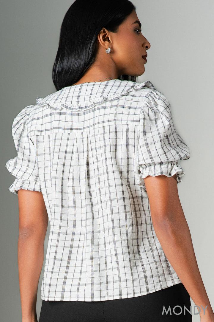 Checkered Peter Pan Collar Top