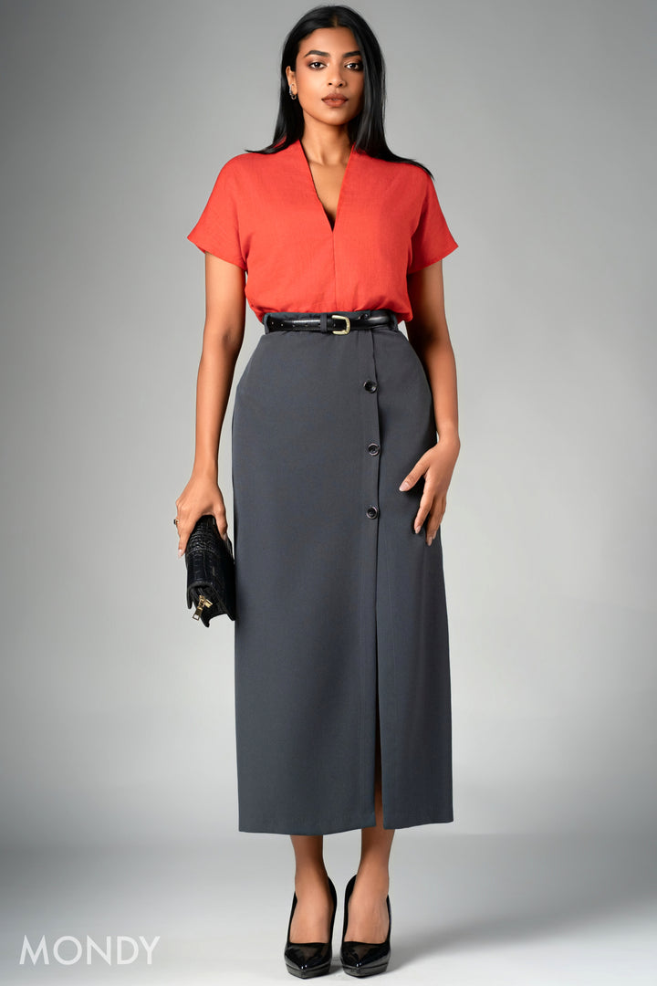 V Neck Drop Shoulder Top