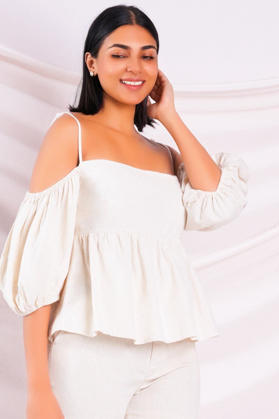 Beige Off Shoulder Top