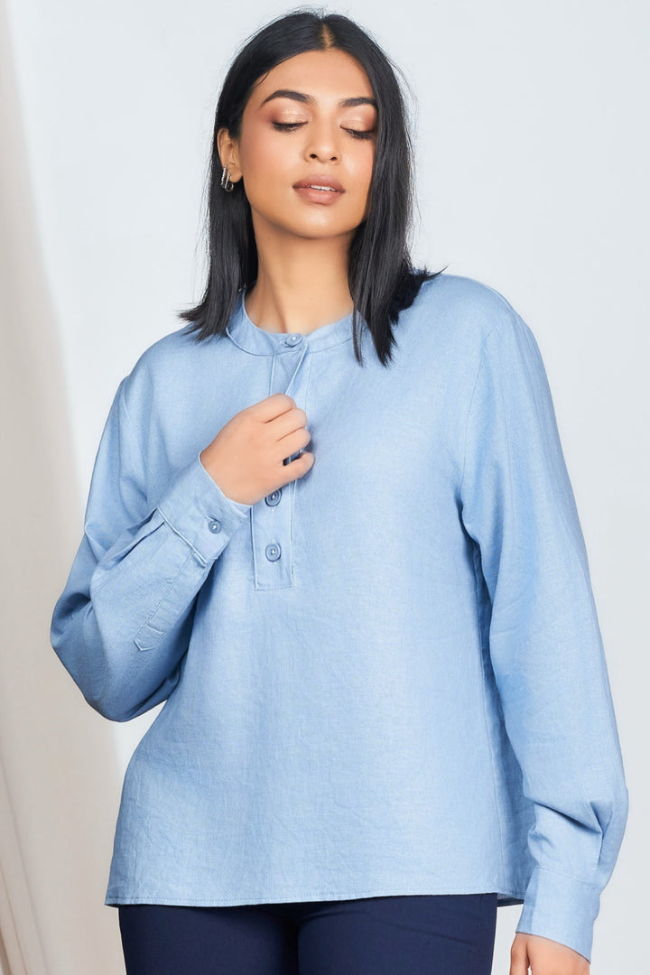 Blue Linen Top