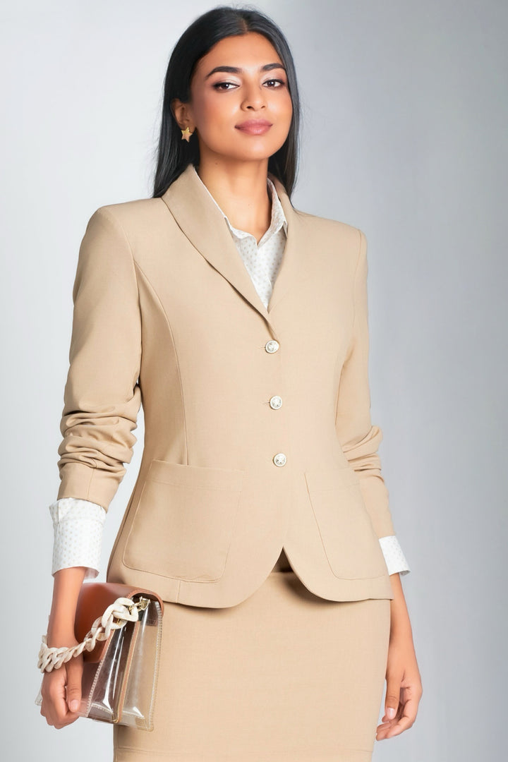Beige Buttoned Blazer