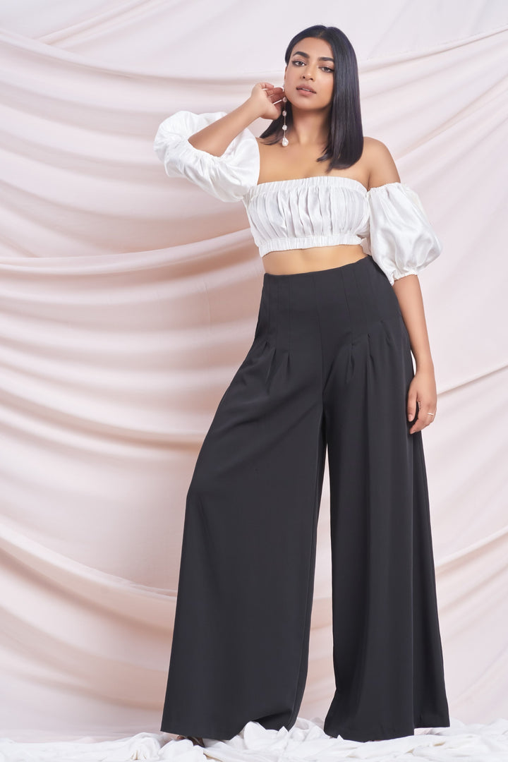 Black Pleated Wide Leg Pant