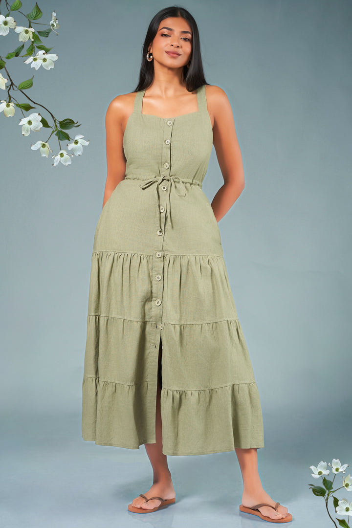 Green Fit And Flare Dress