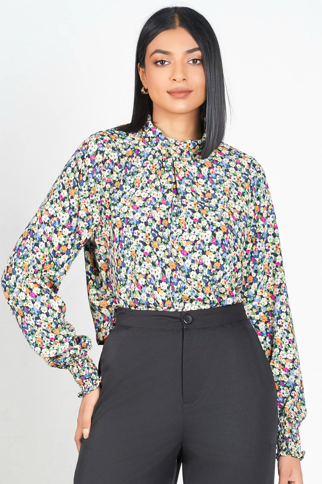 Printed High Neck Short Top