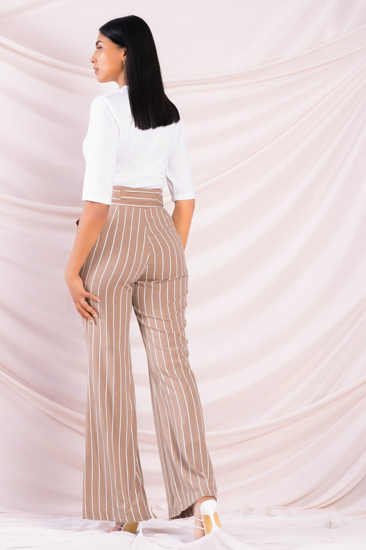 Stripe High Waist Flared Pant