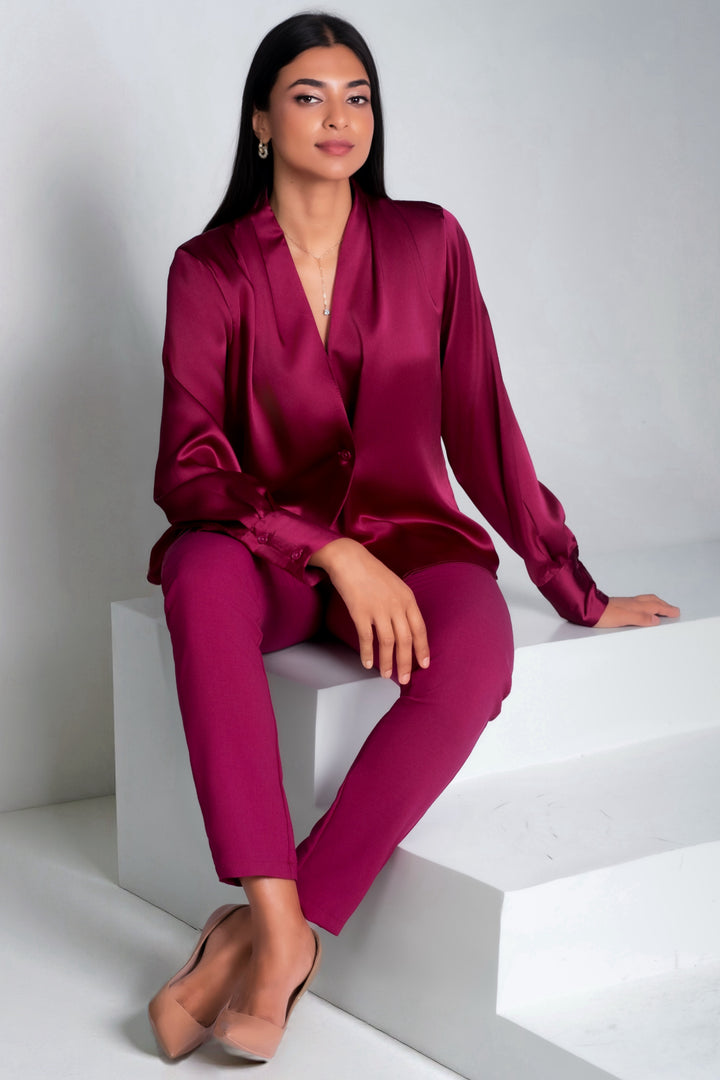 Satin Wrap Style Top