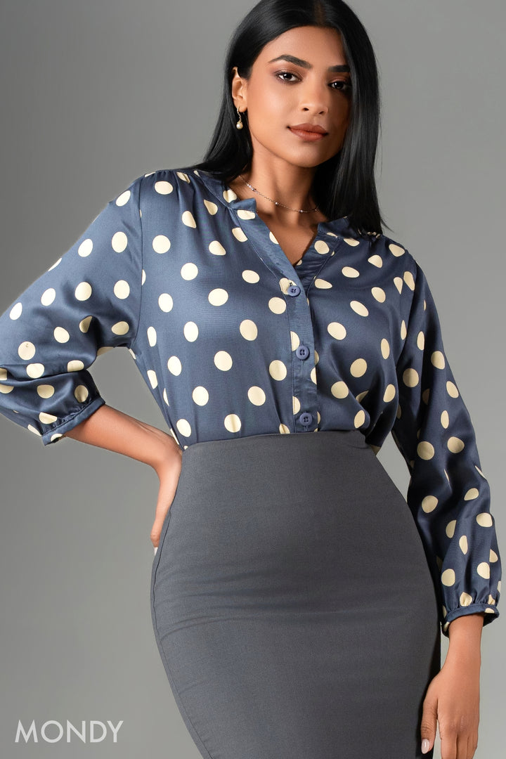 Polka Dot Puff Sleeve Top