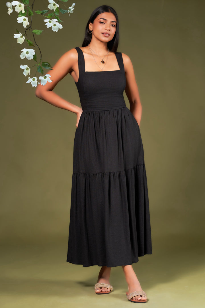 Black Tie Back Maxi Dress
