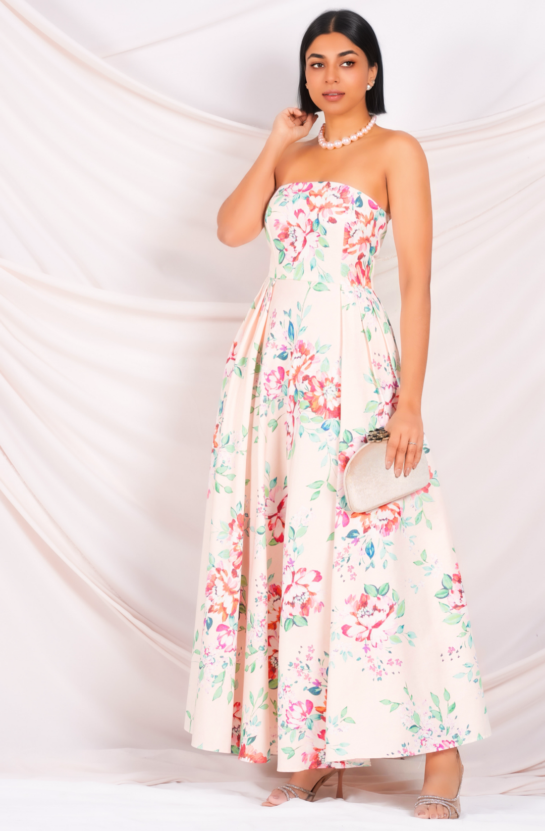 Strapless Floral Maxi Dress