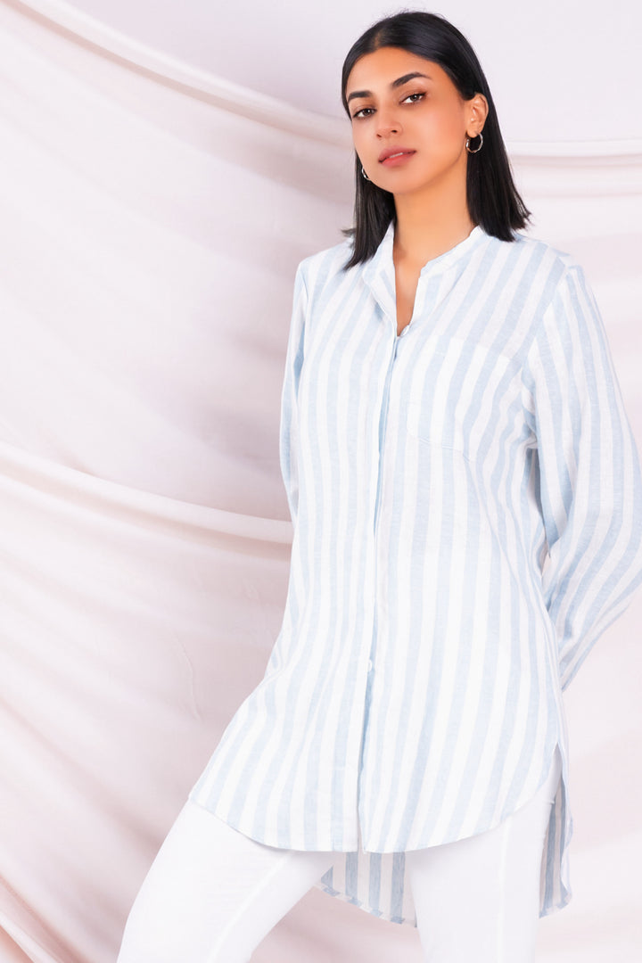 White & Blue Stripe Shirt