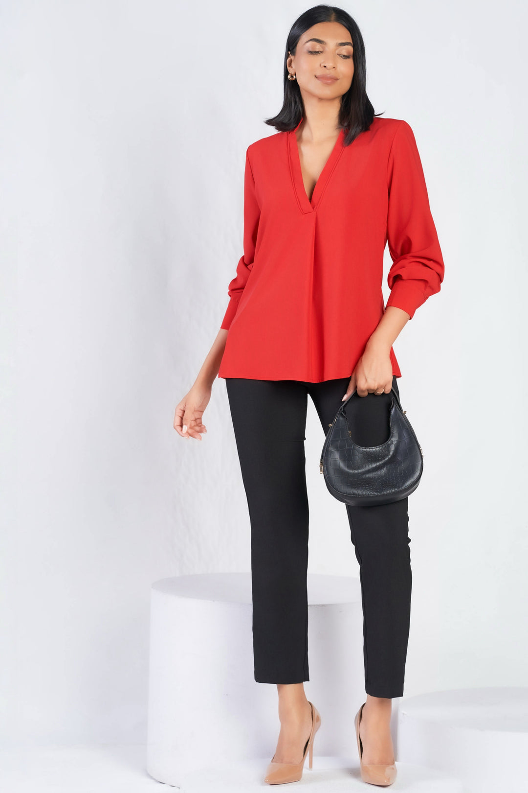 V Neck Long Sleeve Top