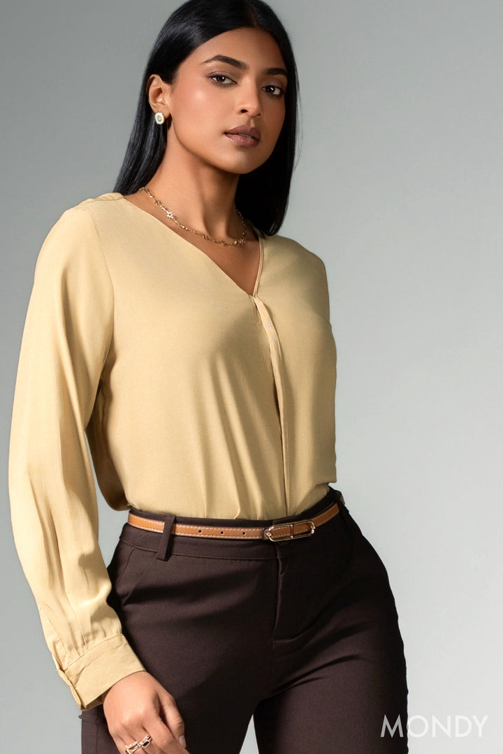 V Neck Long Sleeve Top