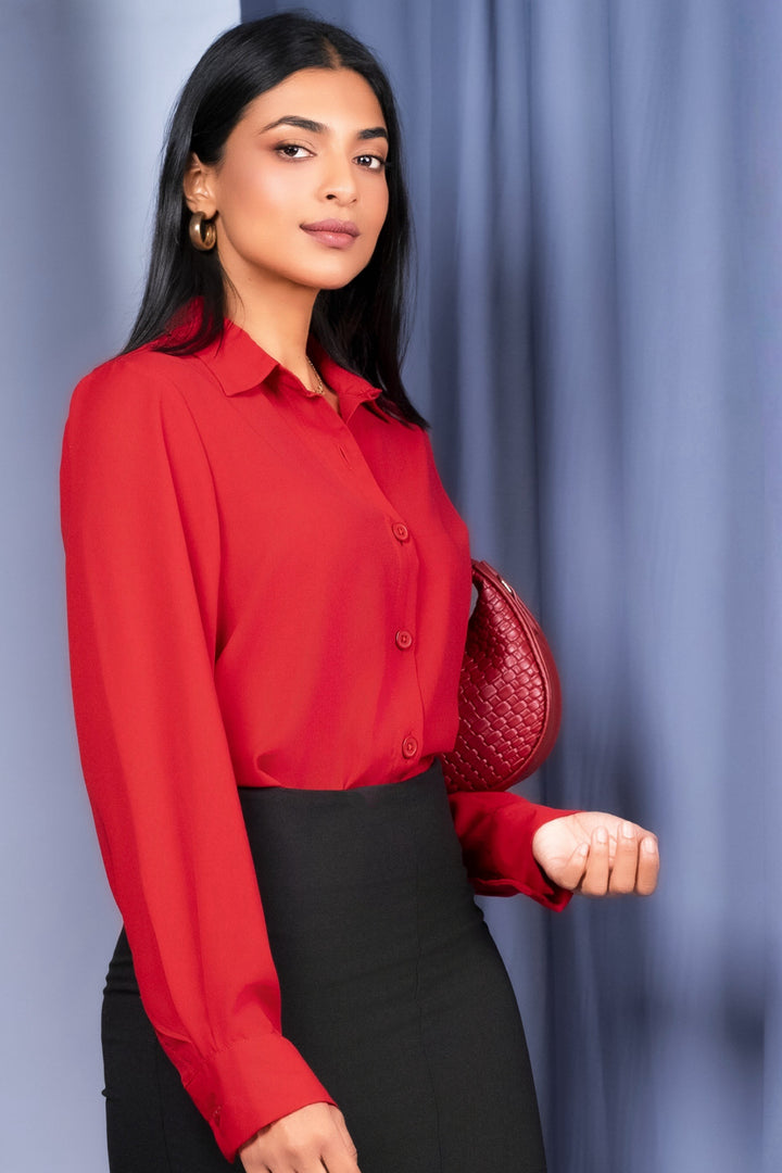 Red Chiffon Shirt