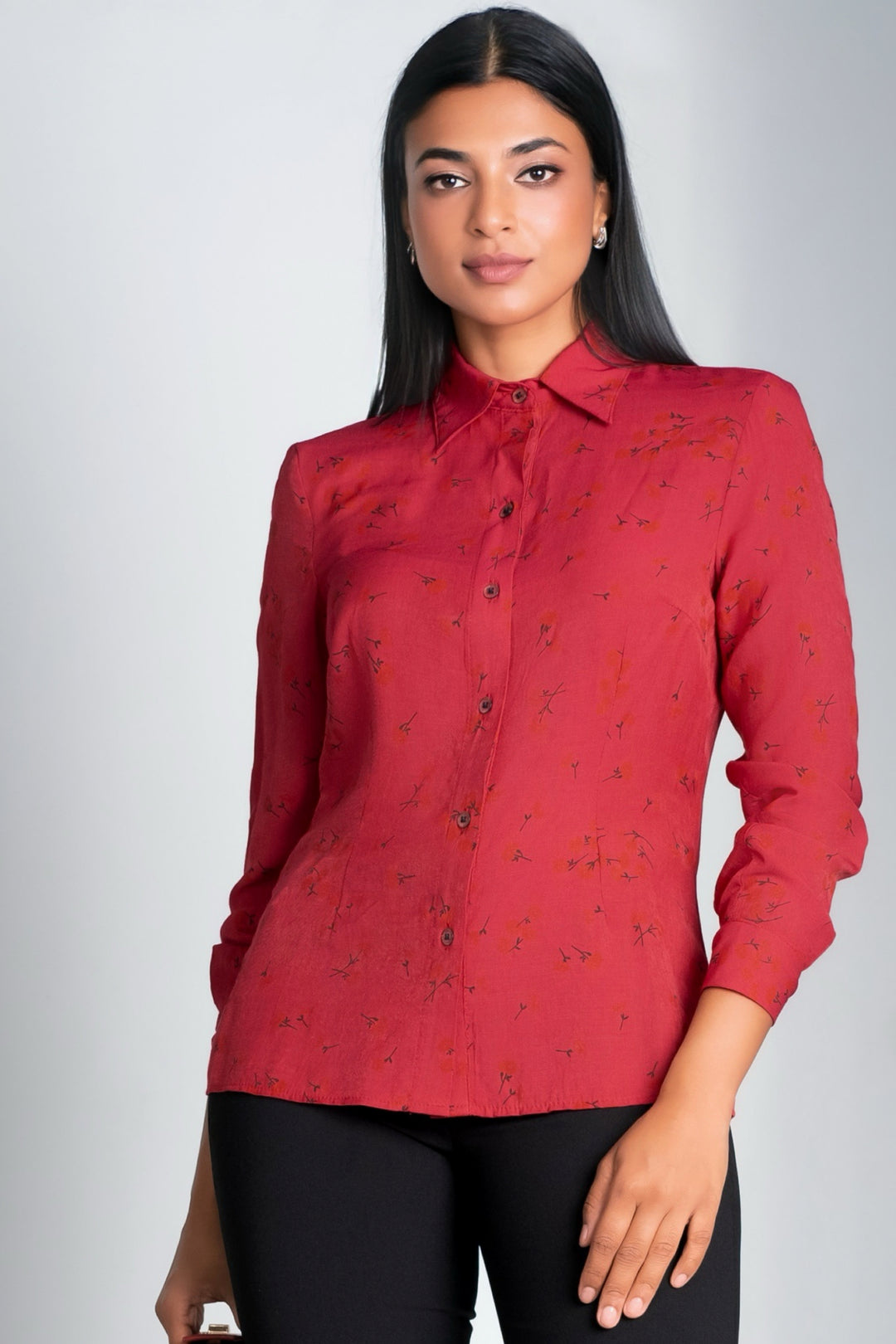 Red Printed Cotton Shirt