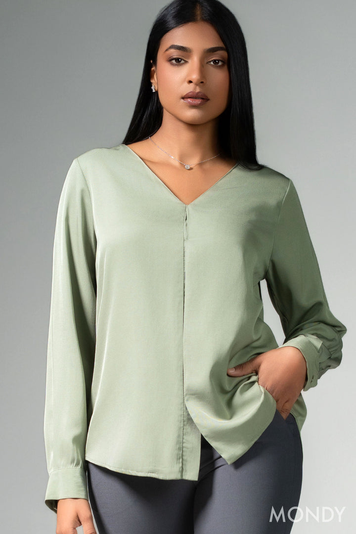 V Neck Long Sleeve Top