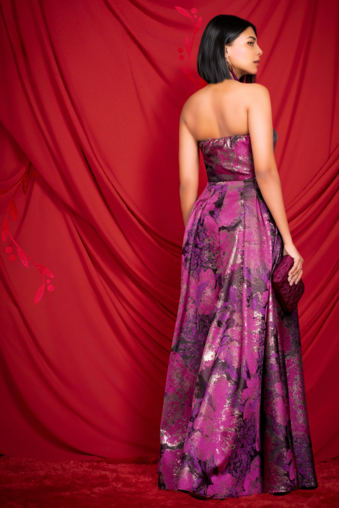 Jacquard Strapless Maxi Dress