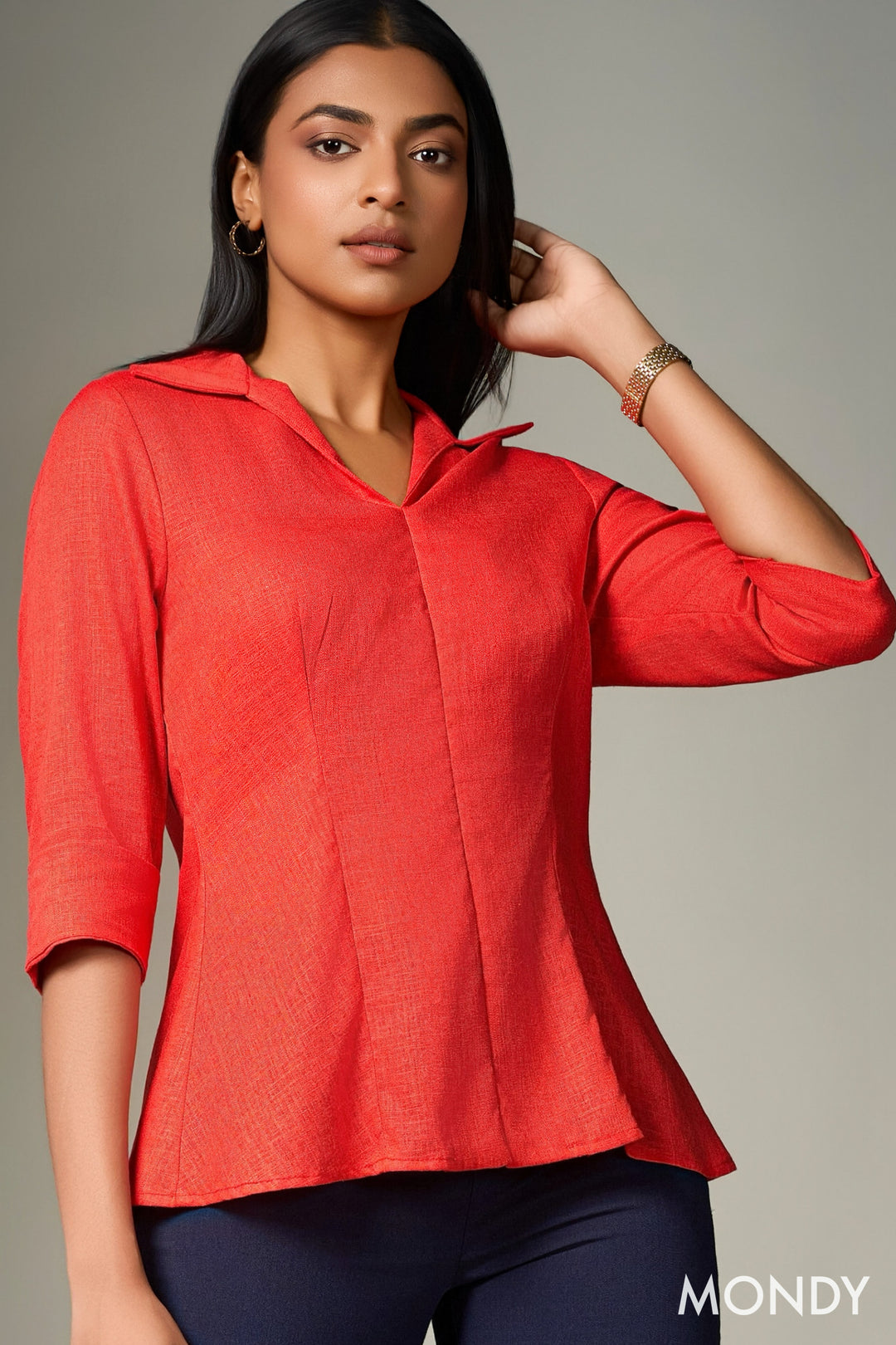 Collared Peplum Top