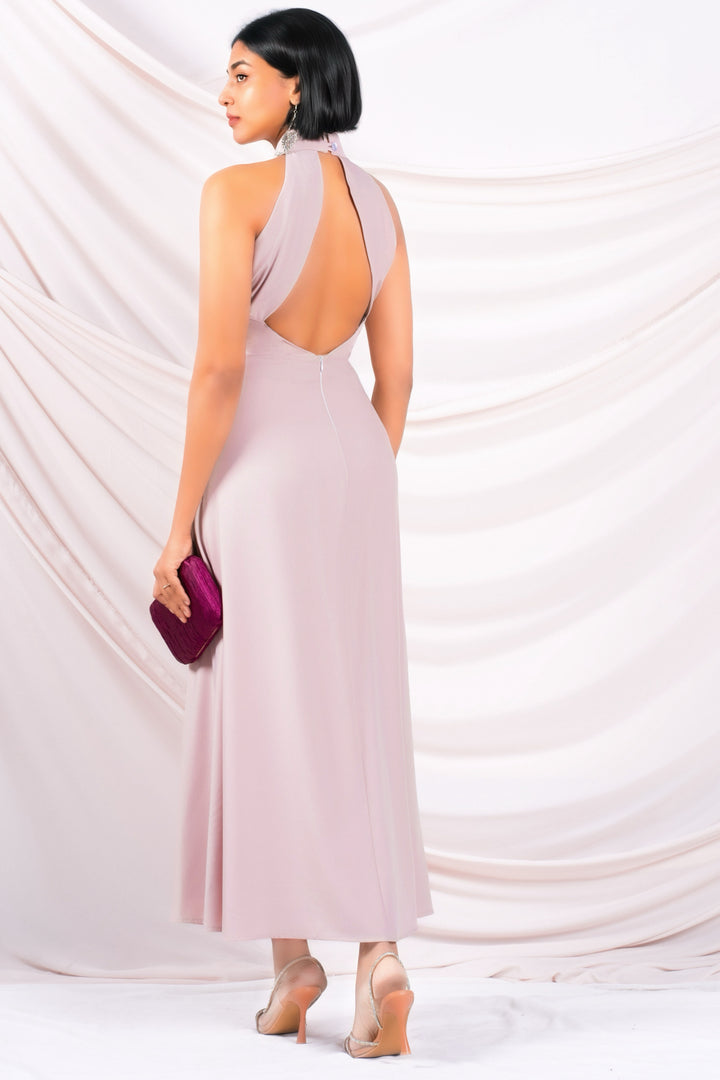 Pink Backless Maxi Dress