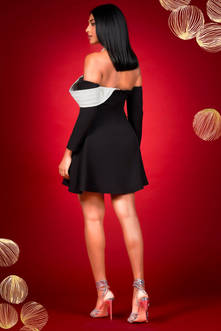 White Detail Mini Dress