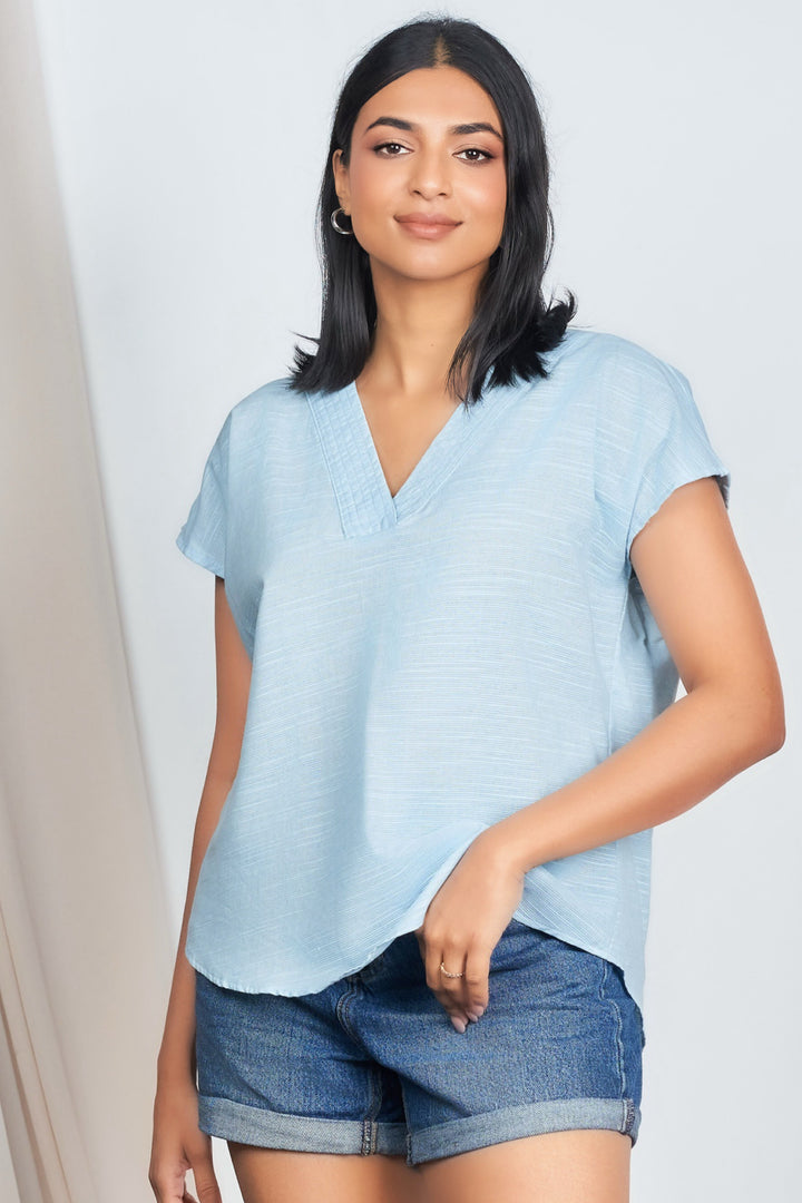 Boxy V Neck Top