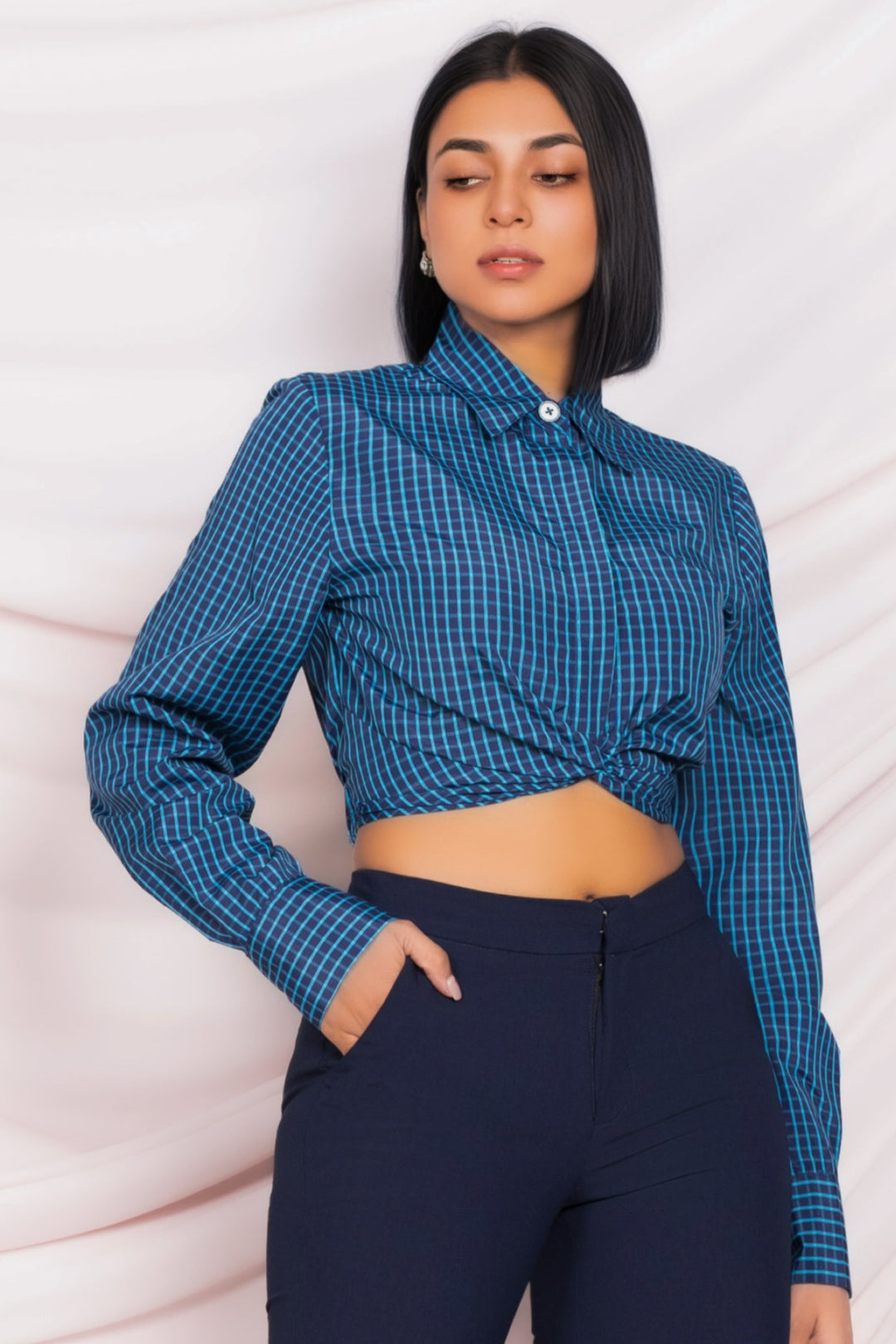 Checkered Cropped Shirt