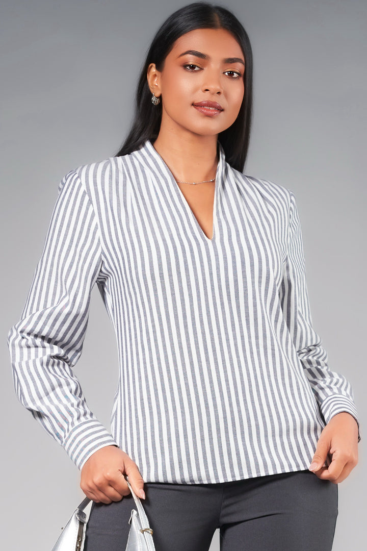 Stripe V Neck Top